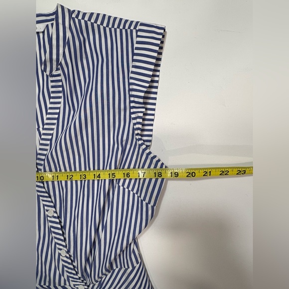 Veronica Beard Striped Asymmetrical Ruched Cotton Shirt Dress - Picture 11 of 16